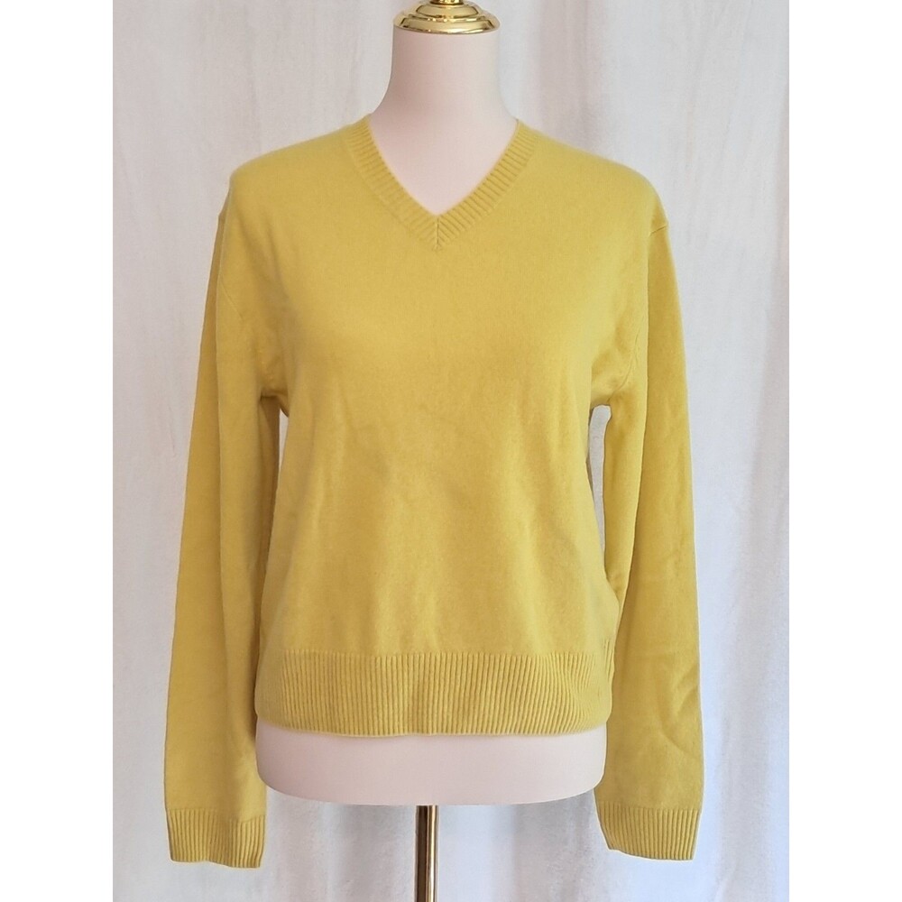 NWT J.Crew Size M Cashmere High V-neck Sweater Pressed Avocado MARKS FRONT CP466